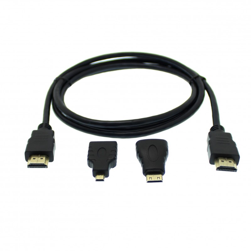 Αντάπτορας με καλώδιο 1.5m HDMI αρσενικό σε HDMI αρσενικό με πρόσθετους αντάπτορες HDMI σε mini HDTV και micro HDTV OEM