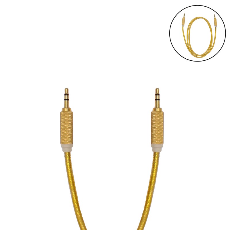 Καλώδιο επέκτασης ήχου braided gold plated 3.5mm jack αρσενικό σε 3.5mm jack αρσενικό χρυσό 1m OEM