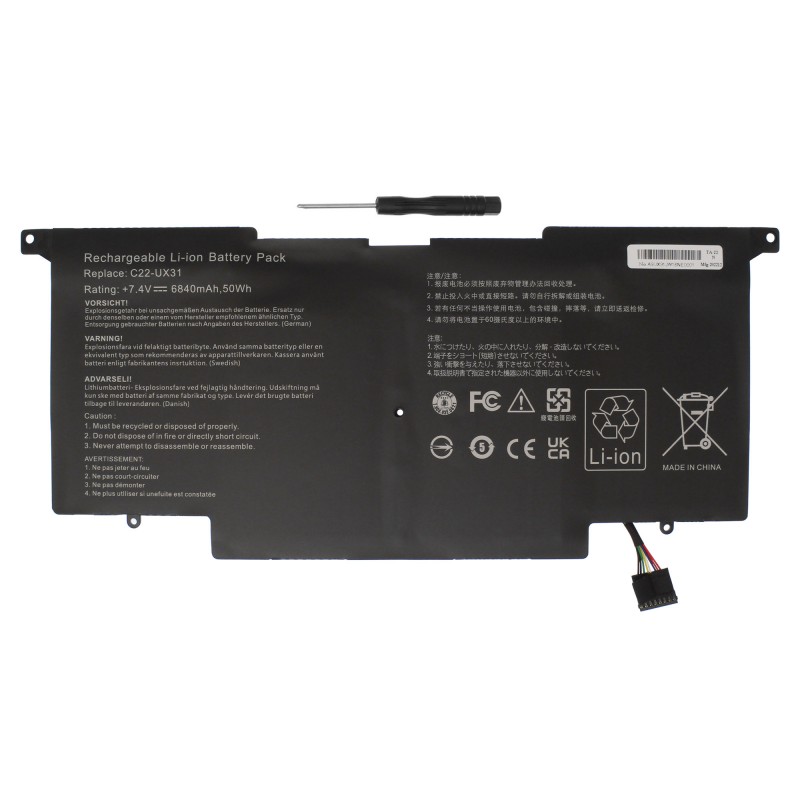 Μπαταρία laptop για Asus C22-UX31 ZenBook 7.4V 6840mAh Li-ion OEM