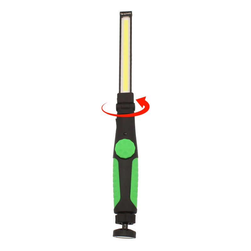 LED επαναφορτιζόμενος  φακός USB με περιστρεφόμενη κεφαλή 180° και περιστροφή 90° μαύρο-πράσινο OEM