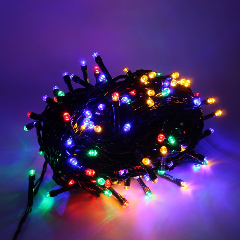 Χριστουγεννιάτικα λαμπάκια 200 LED 220V πολύχρωμα RGB με πράσινο καλώδιο 19m IP44 ΟΕΜ