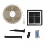 LED Ταινία-strip 5m 195 SMD 2835 RGB αυτοκόλλητη αδιάβροχη IP65 με ηλιακό πάνελ και τηλεχειριστήριο ΟΕΜ