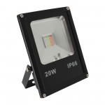 LED αδιάβροχος προβολέας dimmable 20W 220V RGB 1800LM IP66 με τηλεχειριστήριο μαύρος OEM