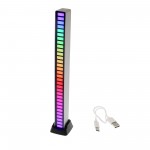 LED επαναφορτιζόμενη διακοσμητική μπάρα φωτισμού RGB sound-sensitive με βάση στήριξης ασημί D08-RGB