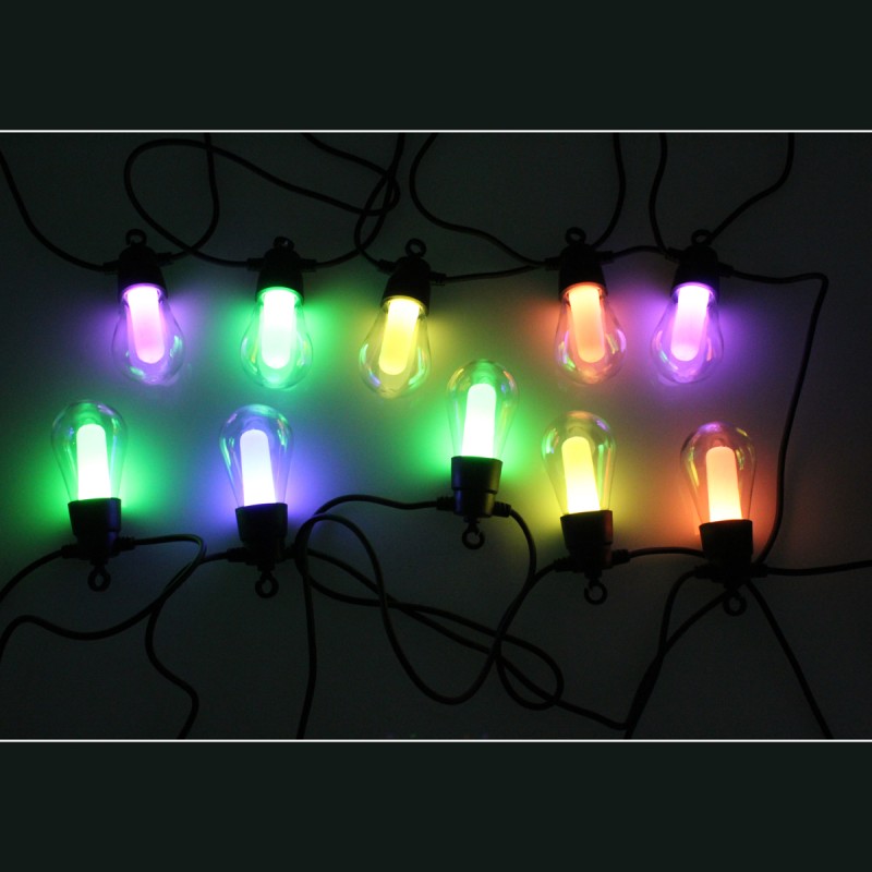 LED αδιάβροχη γιρλάντα με 10 λάμπες 10m RGB - θερμό λευκό με 11 λειτουργίες και ηλιακό πάνελ 10M10D RIXME