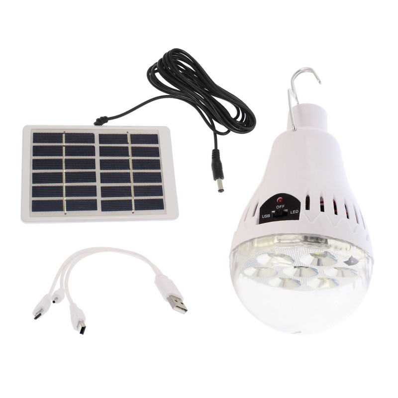Λάμπα LED επαναφορτιζόμενη με ηλιακό πάνελ και Powerbank 5W 7 SMD USB HB-6028