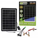 Φορητός ηλιακός φορτιστής συσκευών 16V 15W με 2 θύρες USB θηλυκό και καλώδιο διασύνδεσης με 5 διαφορετικά βύσματα GD-120 GDSUPER