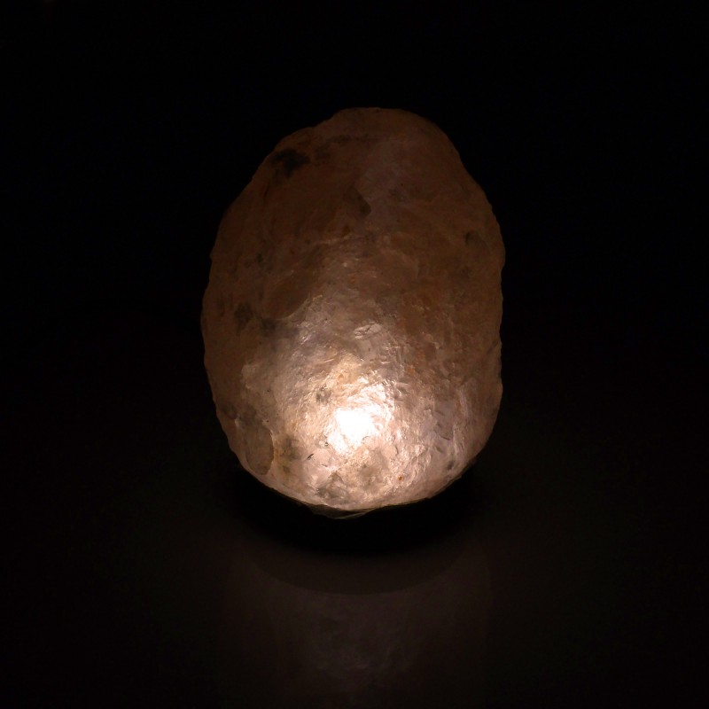 Διακοσμητικό φωτιστικό από αλάτι Ιμαλαΐων USB σε σχήμα βράχου θερμό λευκό με ξύλινη βάση 12x8x7cm OEM