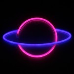 Neon LED διακοσμητικό φωτιστικό μπαταρίας και USB πλανήτης ροζ-μπλε OEM